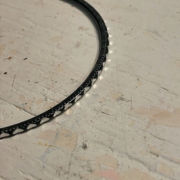 8” mixed metal silver tone w/raised embellishments stackable bangle bracelet - Picture 7 of 10